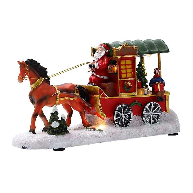 Christmas Ornaments Horse-Drawn Cart Santa Houses Village Home Decor Crafts Christmas Decorations Or