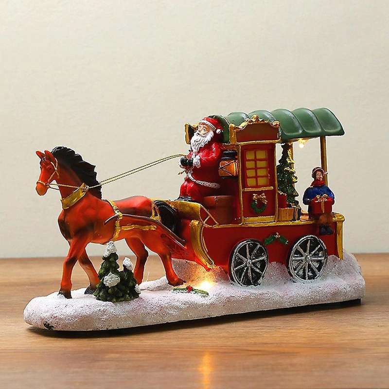 Christmas Ornaments Horse-Drawn Cart Santa Houses Village Home Decor Crafts Christmas Decorations Or
