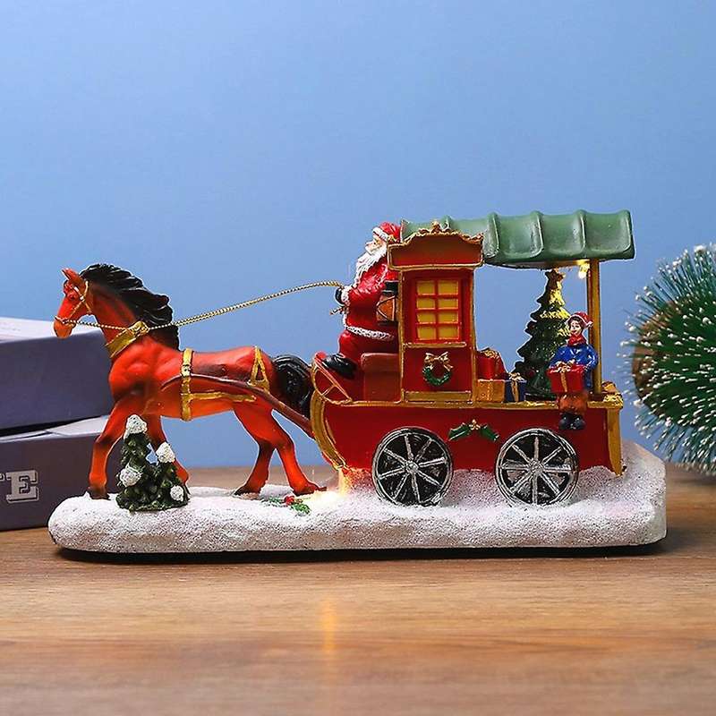 Christmas Ornaments Horse-Drawn Cart Santa Houses Village Home Decor Crafts Christmas Decorations Or