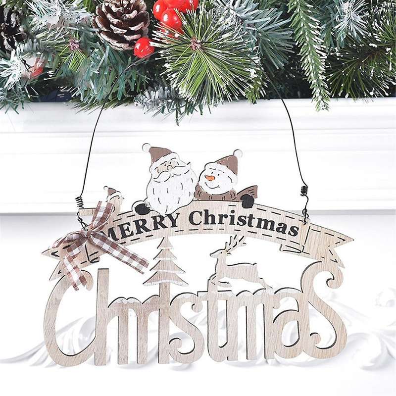 Christmas Ornaments Front Door Sign Tags Merry Christmas Sign Wooden Wood Tags Wood Decor Hanging Pe