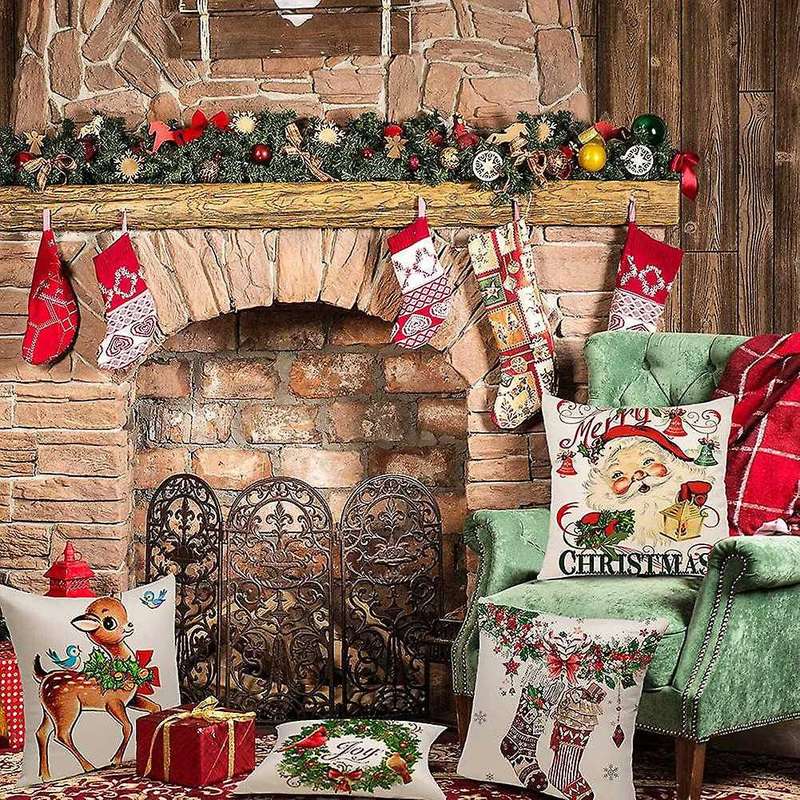 Christmas Pillow Covers 18X18 Set of 4 Farmhouse Decor Cushion Case for Couch Christmas Decorations