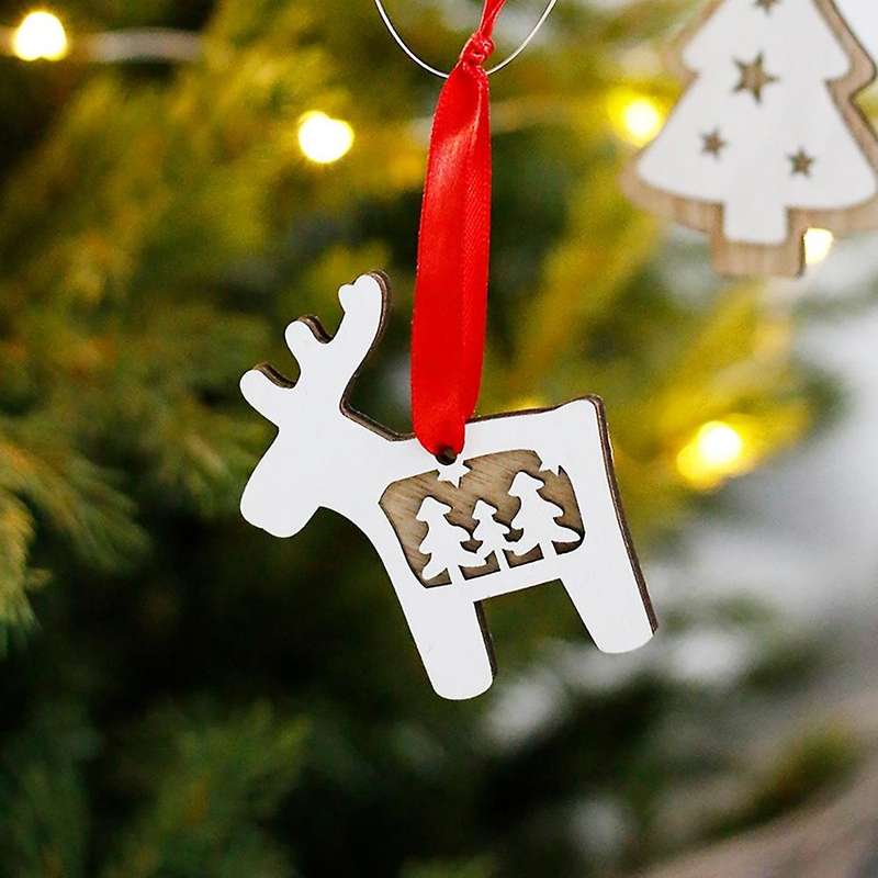 Christmas Pendant, Wooden Christmas Star Pattern Ornaments Christmas Tree Home Holiday Decoration