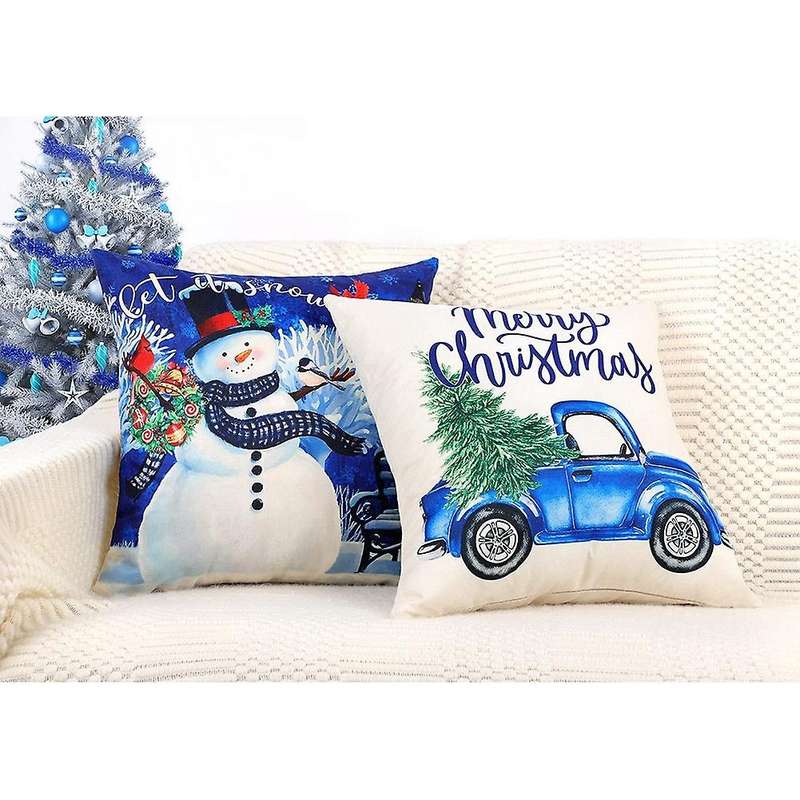 Christmas Pillow Covers 18X18 Set of 4 Farmhouse Decor Merry Christmas Decorations Throw Cushion Cas