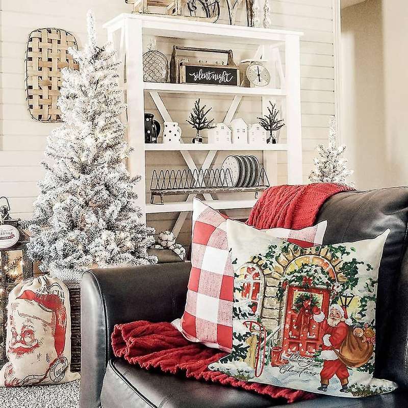 Christmas Pillow Covers 18X18 Set of 4 for Home Decorations, Christmas Decor Throw Pillows Cases for