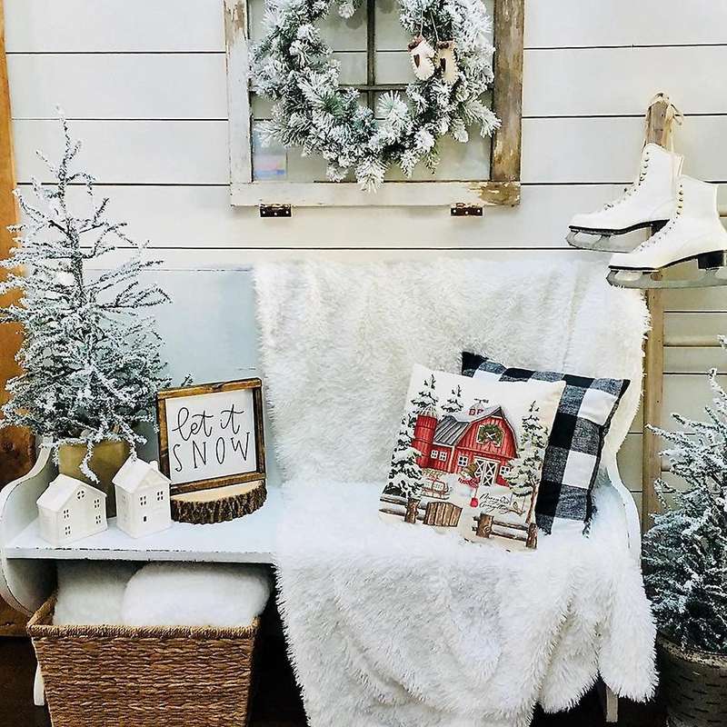 Christmas Pillow Covers 18X18 Set of 4 for Home Decorations, Christmas Decor Throw Pillows Cases for