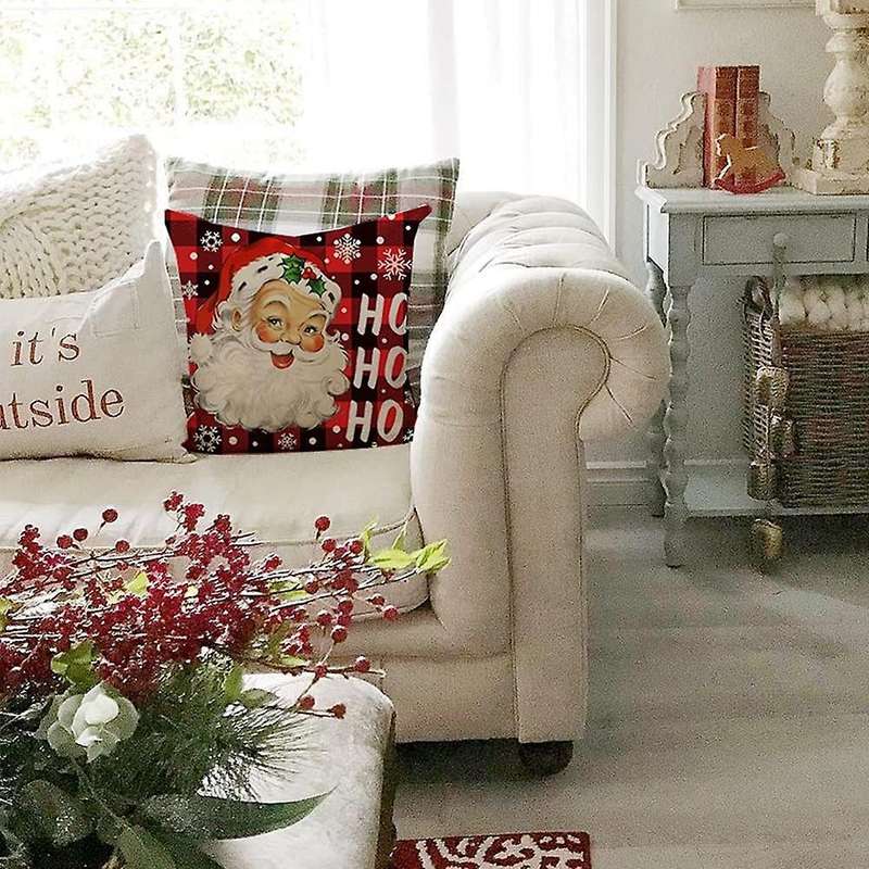 Christmas Pillow Covers 18X18 Set of 4 for Christmas Decorations, Farmhouse Decor Throw Pillows Case