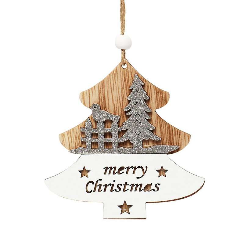 Christmas Pendant, Wooden Christmas Tree Pattern Hanging Ornaments Christmas Tree Home Holiday Decor