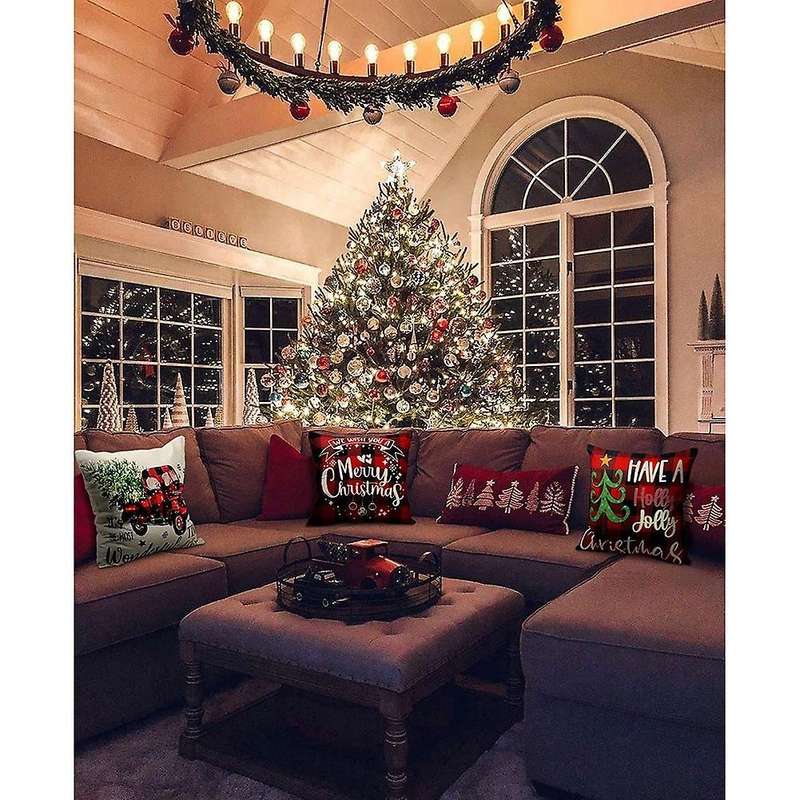 Christmas Pillow Covers 18X18 Set of 4, Christmas Decorative Throw Pillows for Couch Sofa Chairs Sea