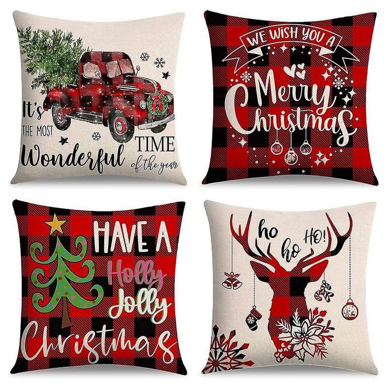Christmas Pillow Covers 18X18 Set of 4, Christmas Decorative Throw Pillows for Couch Sofa Chairs Sea