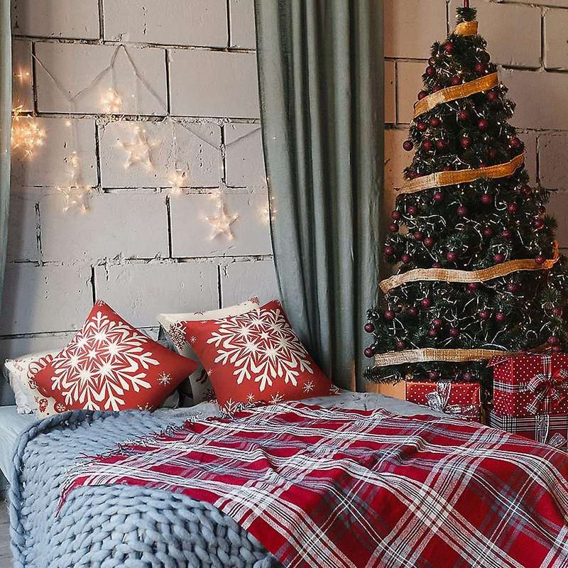 Christmas Pillow Covers 18X18 Snowflake Deer Christmas Decorations Throw Pillows for Couch Home Deco