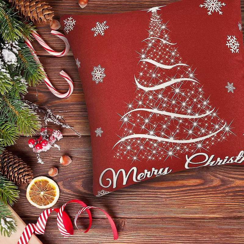 Christmas Pillow Covers 18X18 Snowflake Deer Christmas Decorations Throw Pillows for Couch Home Deco