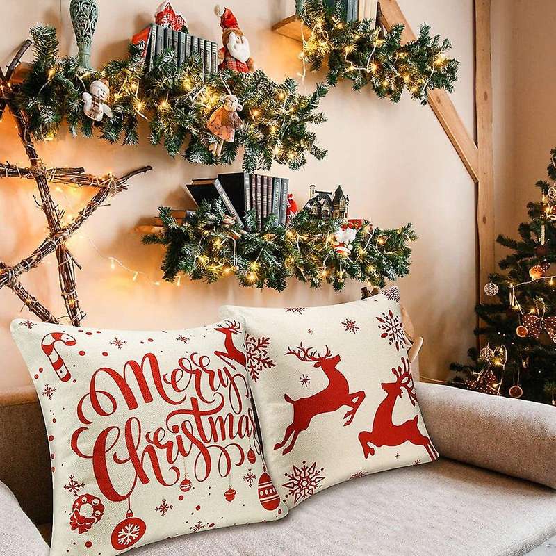 Christmas Pillow Covers 18X18 Snowflake Deer Christmas Decorations Throw Pillows for Couch Home Deco