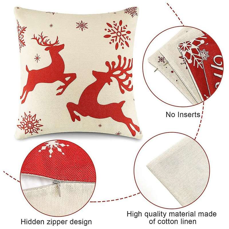 Christmas Pillow Covers 18X18 Snowflake Deer Christmas Decorations Throw Pillows for Couch Home Deco