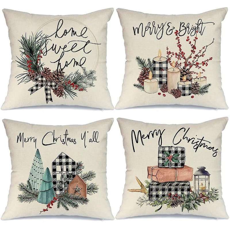 Christmas Pillow Covers,throw Pillows Decor for Home, Xmas Decorations Cushion Cases for Sofa Couch
