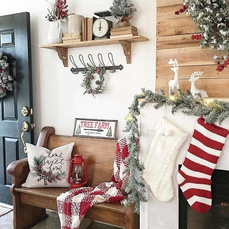 Christmas Pillow Covers,throw Pillows Decor for Home, Xmas Decorations Cushion Cases for Sofa Couch