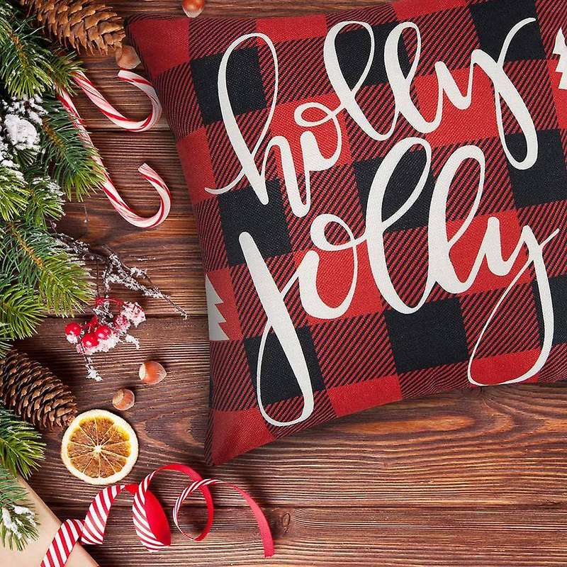Christmas Pillow Covers 18X18 Set of 4 Red Christmas Throw Pillows Christmas Decorations Indoor