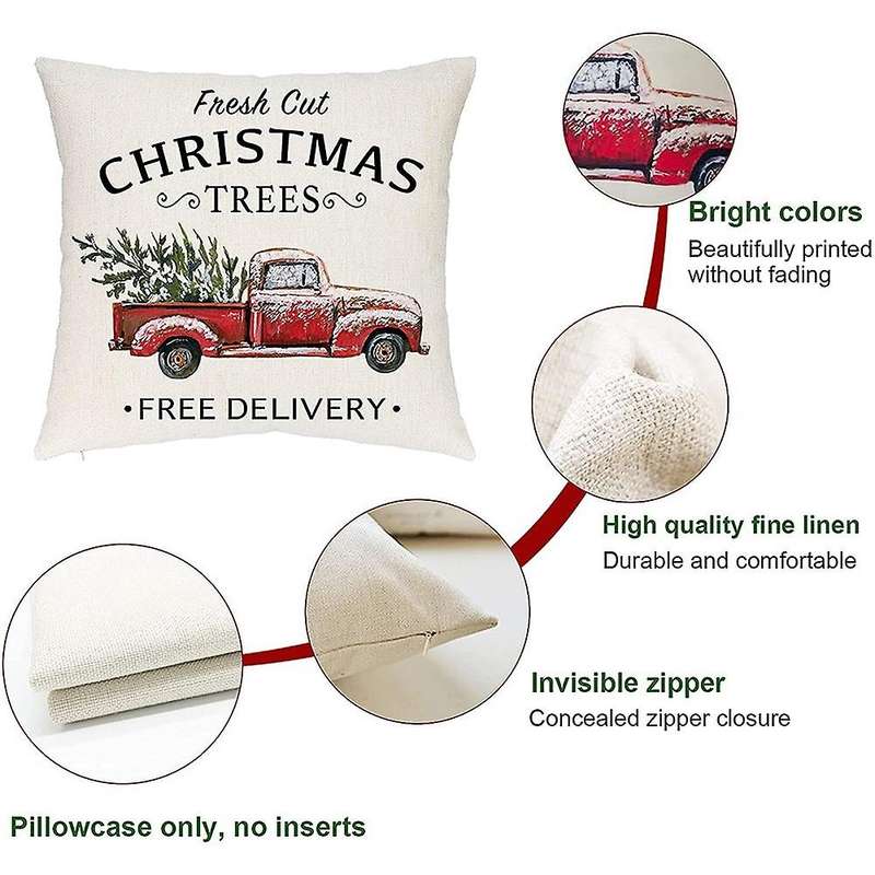 Christmas Pillow Covers 18X18 Set of 4 Throw Pillows Christmas Decoratives for Couch