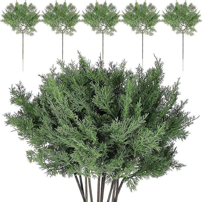 Christmas Pine Branches, 16.5 X 9 Inches Faux Branches Artificial Sprigs Picks (12 Pcs)