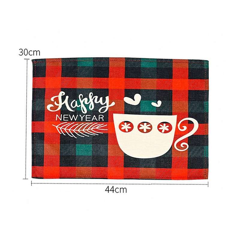 Christmas Placemats Set of 4, with Printed, Washable Xmas New Year Table Mats for Table Kitchen Deco
