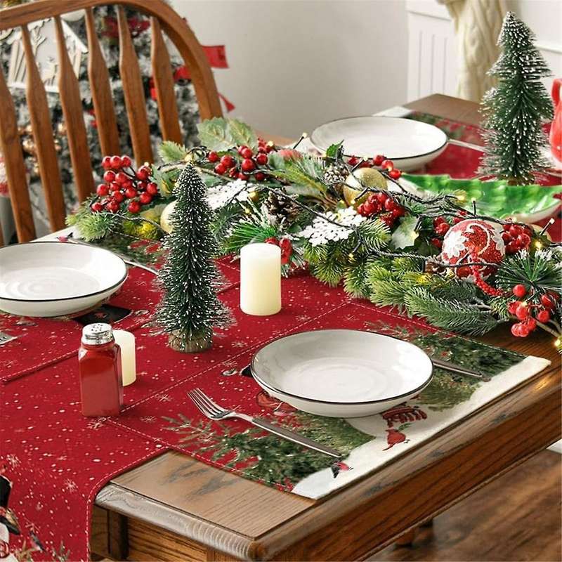 Christmas Placemats , 12x18 Inch Seasonal Christmas Holiday Table Mats Washable Table Mats Set Of 6