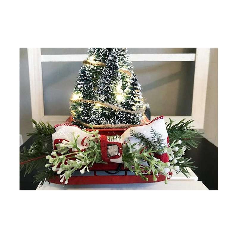 Christmas Red Truck Decor, Farmhouse Resin Truck Planter Lighted Decorations Red Truck with Mini