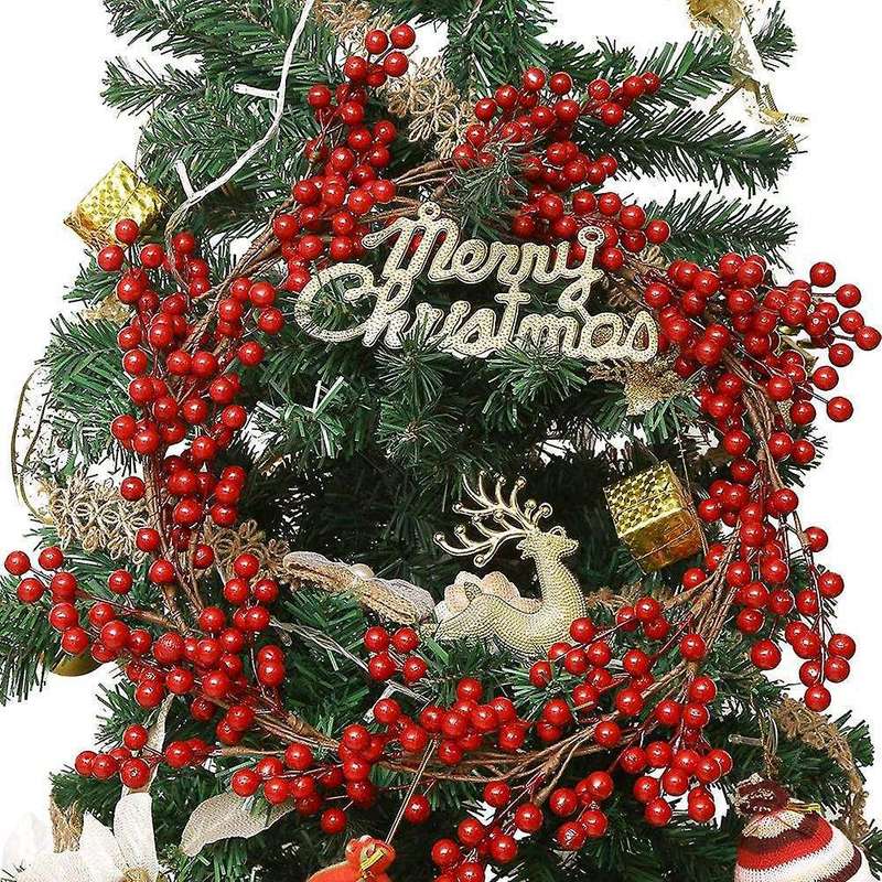 Christmas Red Berry Garland,Artificial Burgundy Red Pip Berry Garland