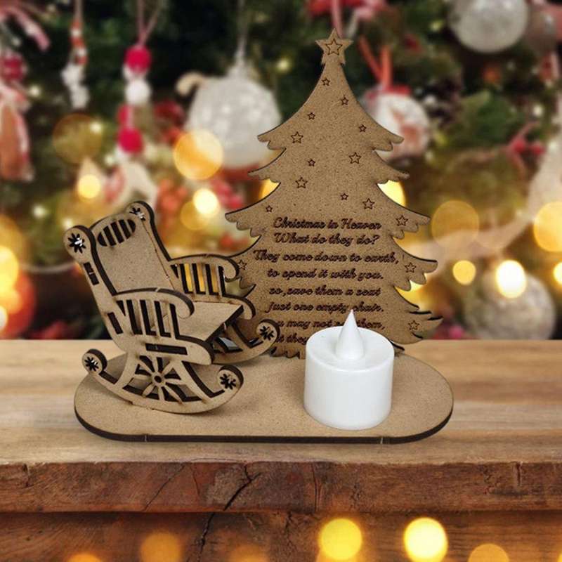 Christmas Remembrance Candle Ornament to Remember Loved Ones with LED Candle Lights Heaven Memory Ca
