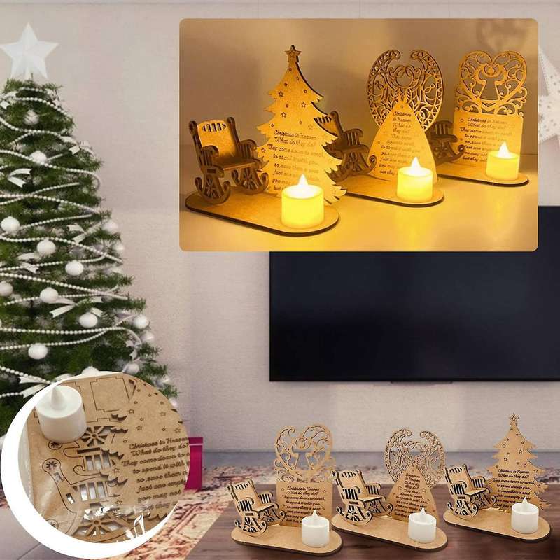 Christmas Remembrance Candle Ornament to Remember Loved Ones with LED Candle Lights Heaven Memory Ca