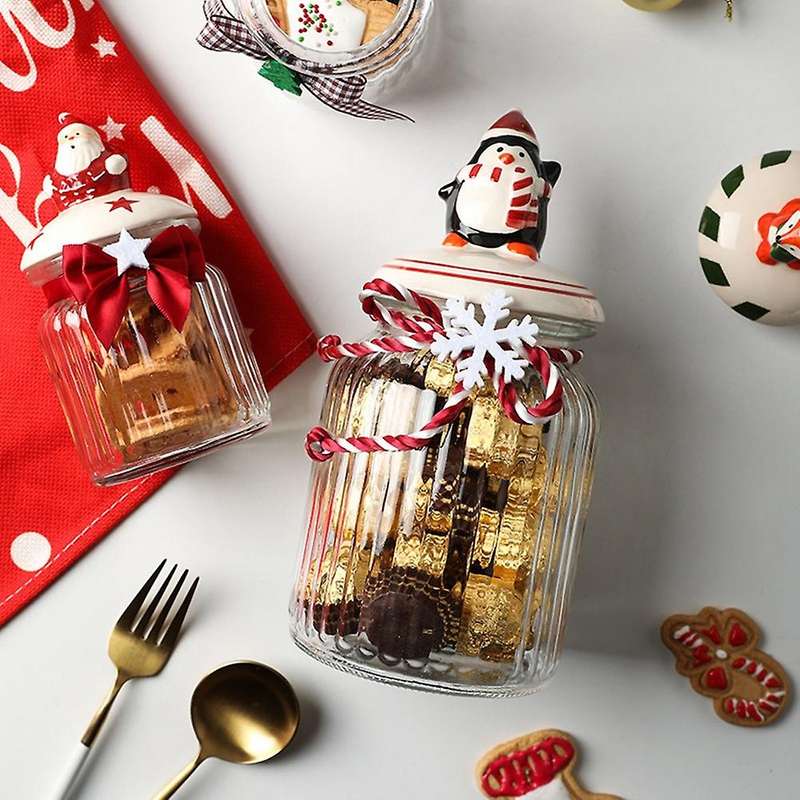 Christmas Sealed Jar Airtight Canister Kitchen Food Dried Fruit Tea Food Storage Bottle Candy Jar Or