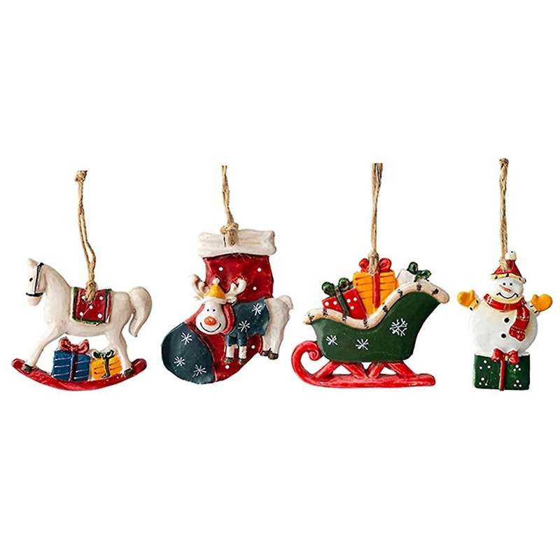 Christmas Resin Small Pendant Christmas Tree Pendant Ornaments Christmas Scene Layout Retro Handmade