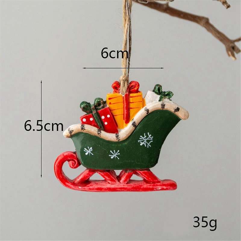 Christmas Resin Small Pendant Christmas Tree Pendant Ornaments Christmas Scene Layout Retro Handmade