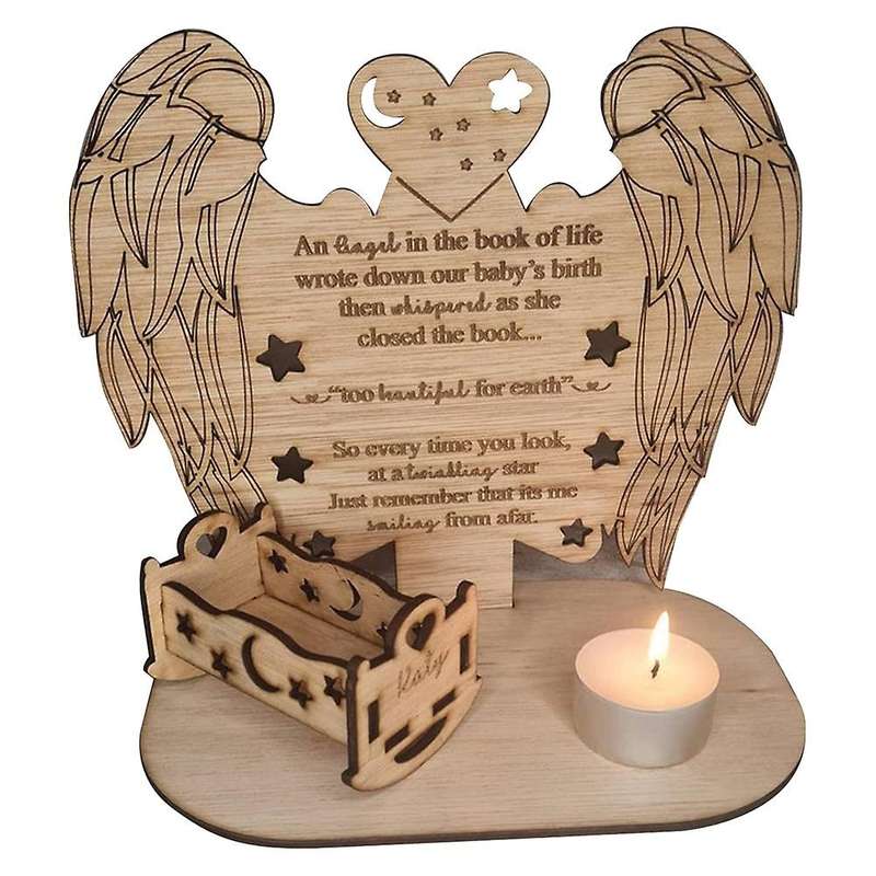 Christmas Remembrance Candle Ornament to Remember Loved Ones, Personalised Wooden Candle Holder Merr