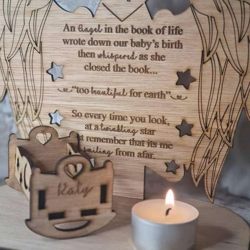 Christmas Remembrance Candle Ornament to Remember Loved Ones, Personalised Wooden Candle Holder Merr
