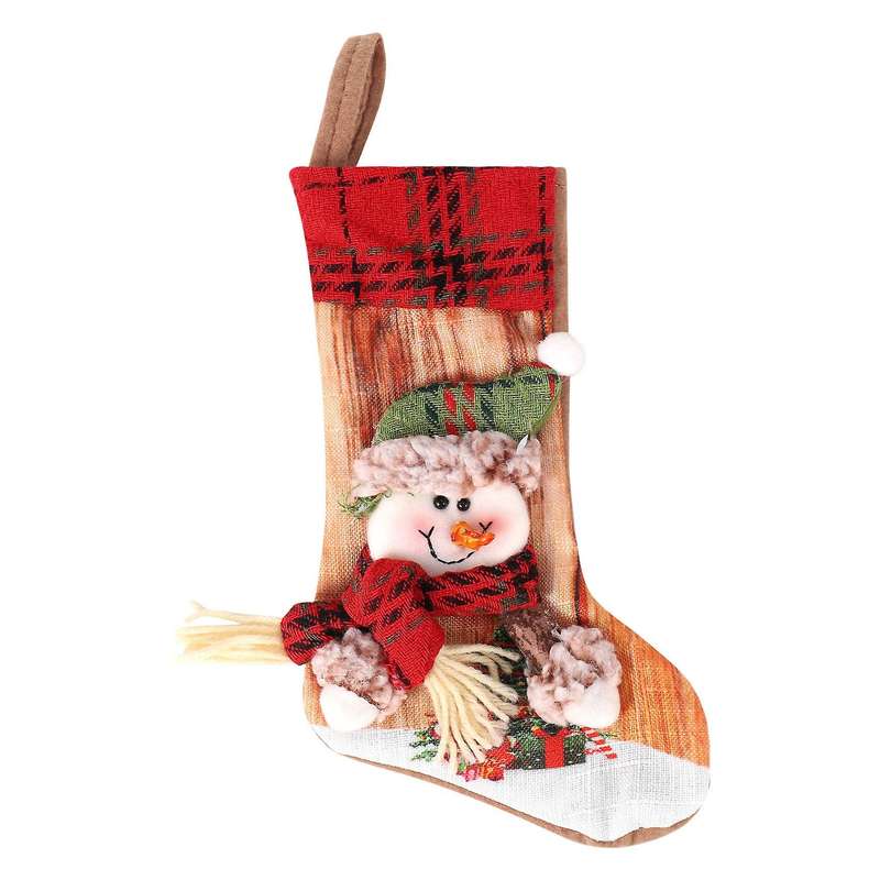 Christmas Stocking Santa Claus Sock Bag Xmas Tree Hanging Decor Gift, B