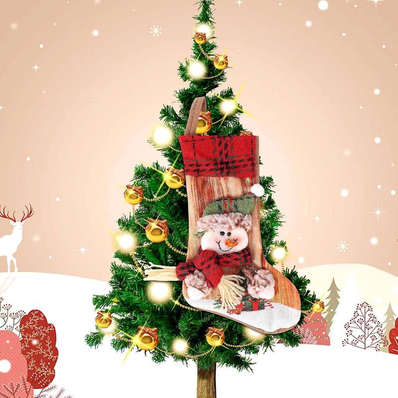 Christmas Stocking Santa Claus Sock Bag Xmas Tree Hanging Decor Gift, B