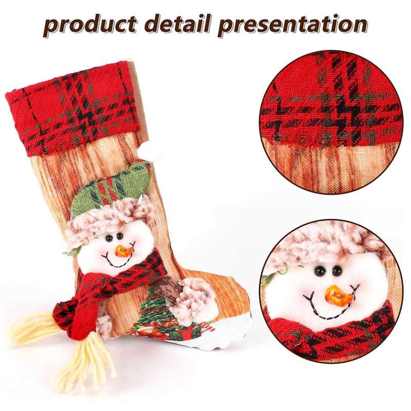 Christmas Stocking Santa Claus Sock Bag Xmas Tree Hanging Decor Gift, B