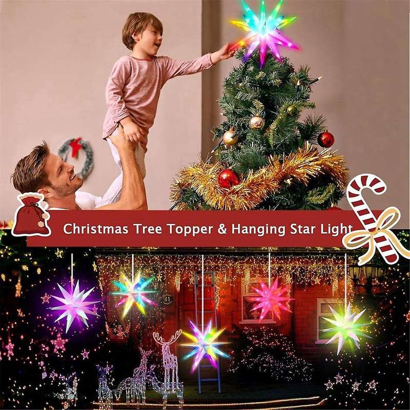 Christmas Star Tree Decor 3D Moravian Star Decor Bluetooth App Control Music Sync LED Christmas Ligh