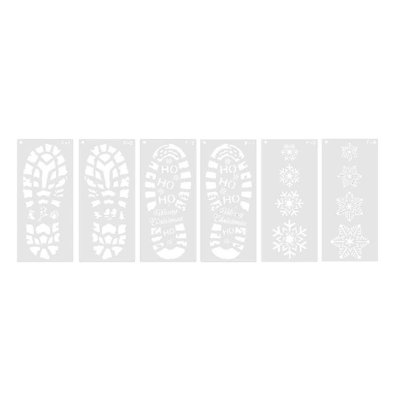 Christmas Stencils for Painting Santa Footprints for Floor, Santa Boot Prints and Snowflake Stencils