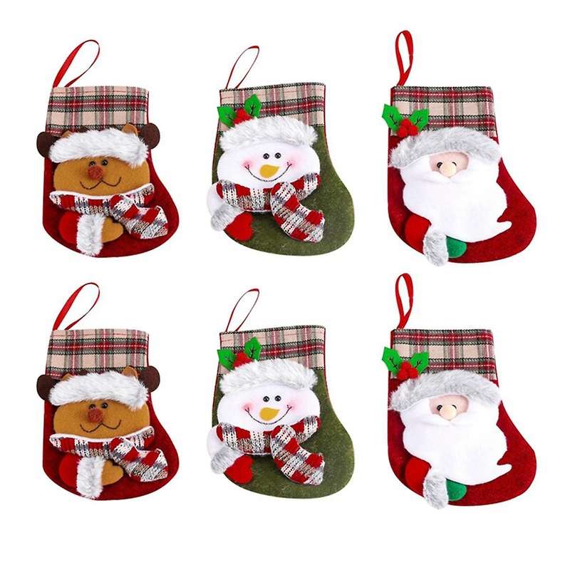 Christmas Stockings Candy Gift Bag 3D Santa - Socks Decoration