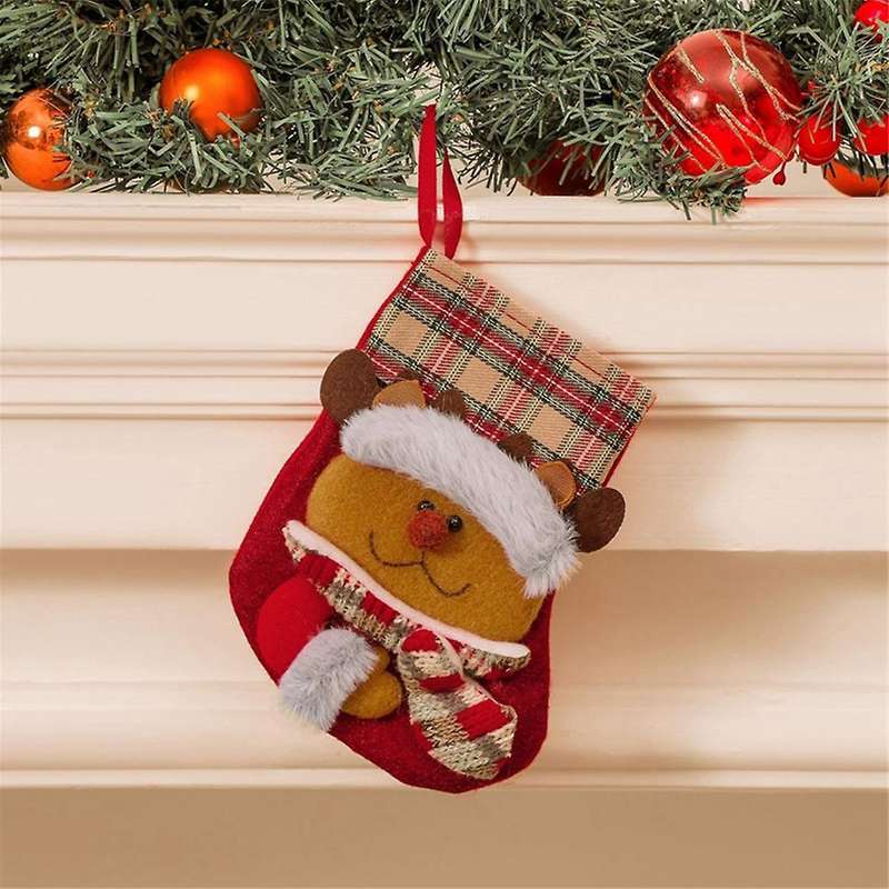 Christmas Stockings Candy Gift Bag 3D Santa - Socks Decoration