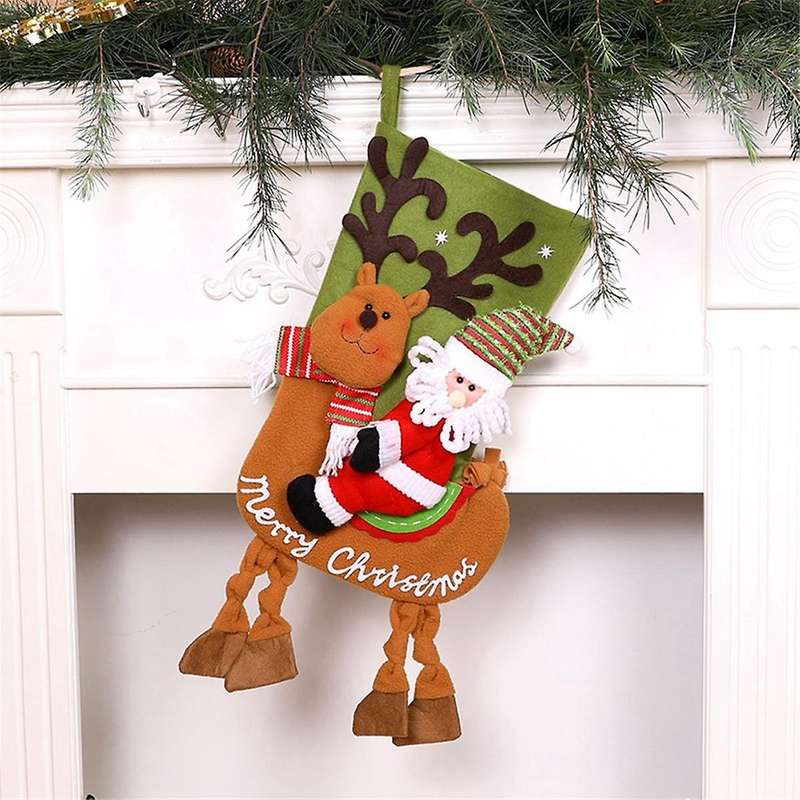 Christmas Stockings - Stocking Xams Tree Ornaments Kids-Gifts Bag Fireplace Hanging Family Decoratio