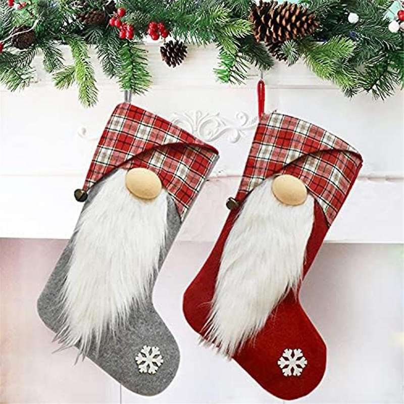 Christmas Stockings Set of 2, Knitted Christmas Stocking for Adults,Xmas Stockings Hanging Gift Bag