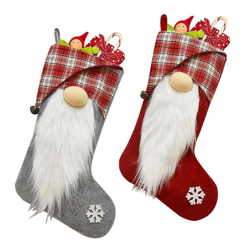 Christmas Stockings Set of 2, Knitted Christmas Stocking for Adults,Xmas Stockings Hanging Gift Bag