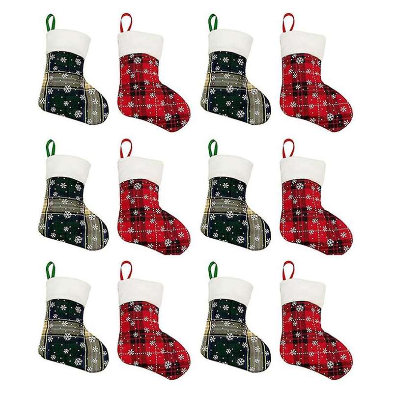 Christmas Stocking,Xmas Ornament- Snowflakes Printed Stand Hanger Kitchen Silverware Holder Knives P