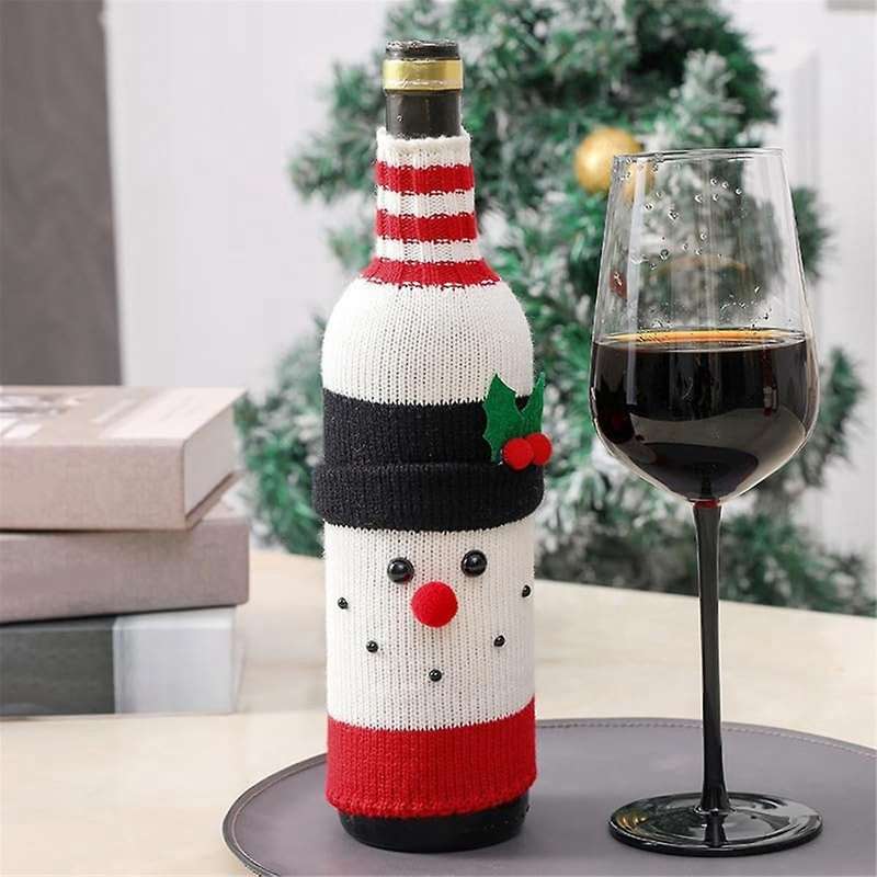 Christmas Sweater Wine Bottle Cover,Handmade Wine Bottle Sweater for -Christmas Sweater Party Decor