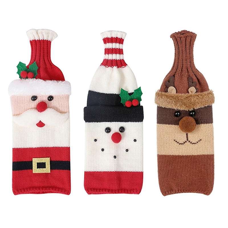 Christmas Sweater Wine Bottle Cover,Handmade Wine Bottle Sweater for -Christmas Sweater Party Decor