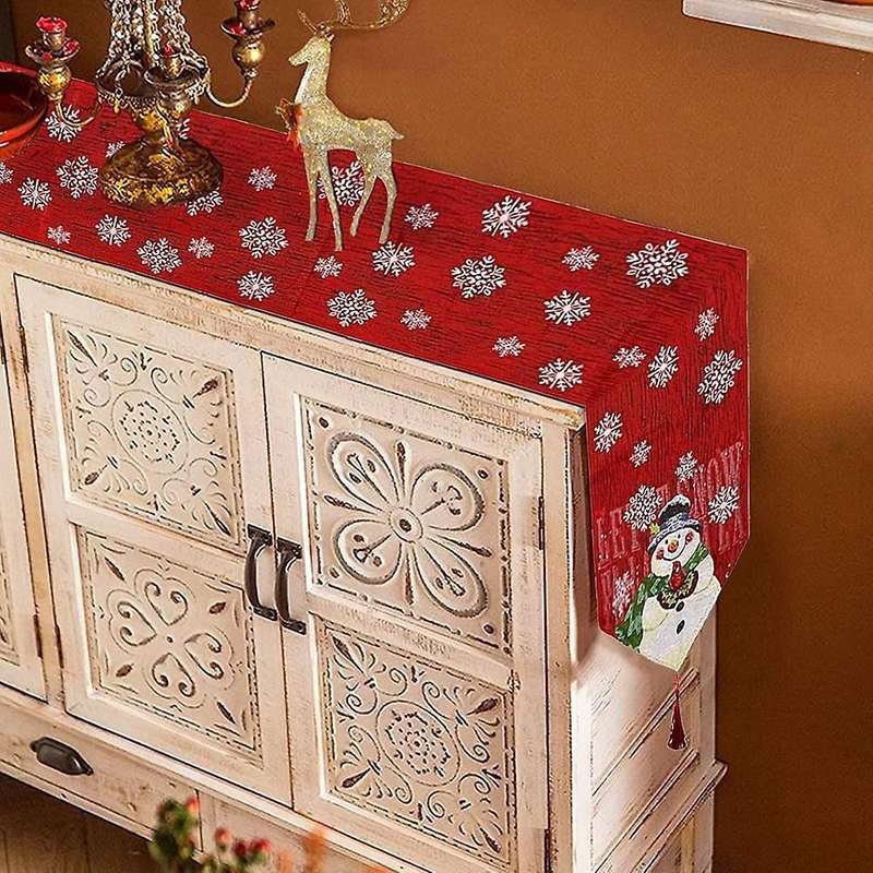Christmas Table Runner 13X72 Inches Christmas Tree Farmhouse Holiday Party Dresser Cupboard Dining T