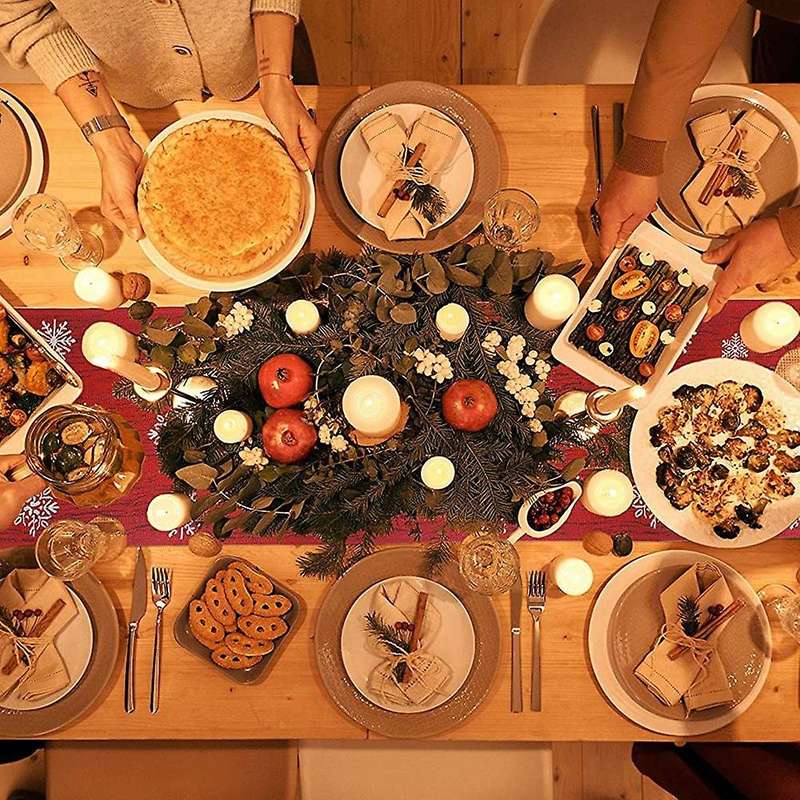 Christmas Table Runner 13X72 Inches Christmas Tree Farmhouse Holiday Party Dresser Cupboard Dining T