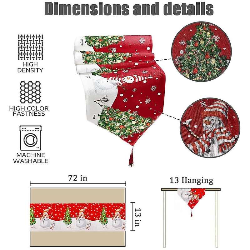Christmas Table Runner 13X72 Inches Christmas Tree Farmhouse Holiday Party Dresser Cupboard Dining T