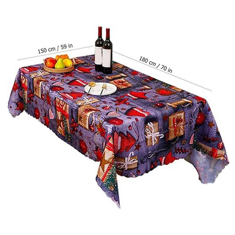 Christmas Table Cloth,Rectangular Xmas Tablecloth,Christmas Printed Polyester Tablecloth for Christm